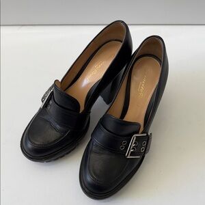 Gianvito Rossi Black Leather Platform Lug Sole Loafers 6.5